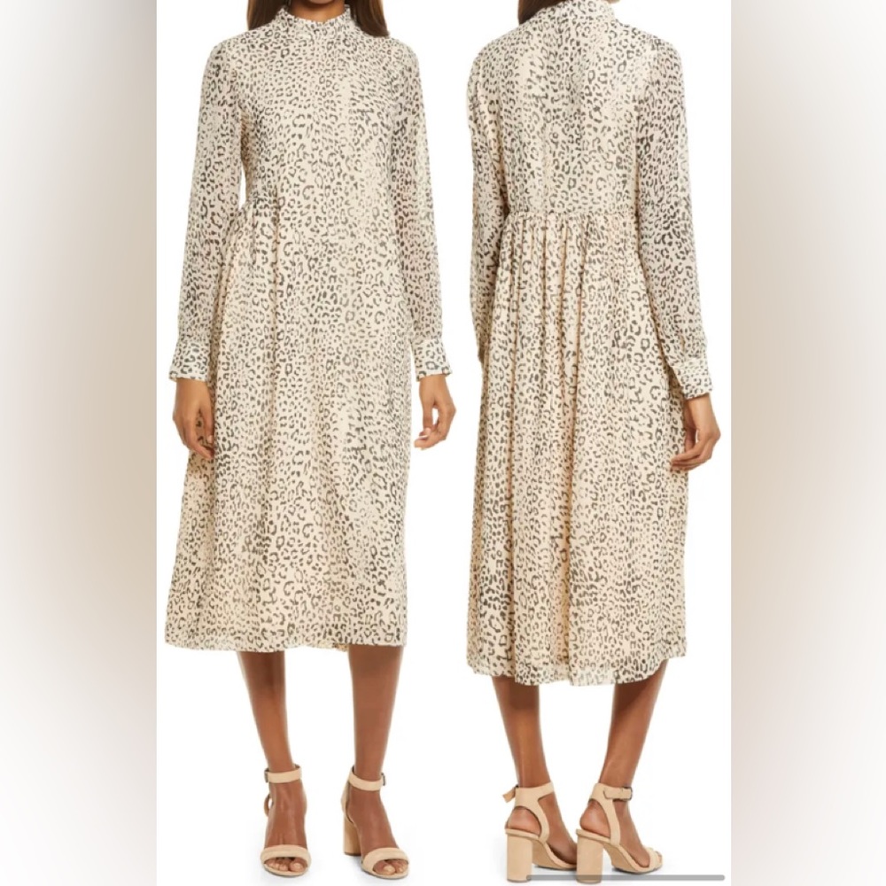 Charles Henry Mock Neck Long Sleeve Midi Dress Size Medium - Picture 5 of 15